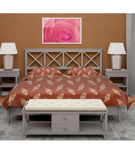 HDK006 - Printed Cotton Bed Sheet & Pillow Case Set